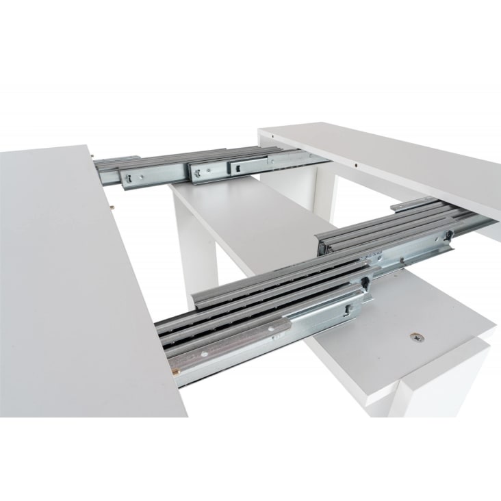 Console table à manger extensible moderne effet bois blanc-Alberique cropped-6