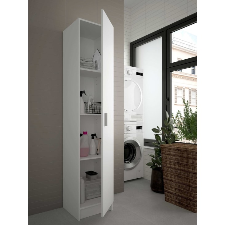 Armoire polyvalente 1 porte effet bois blanc-Clearwater cropped-2