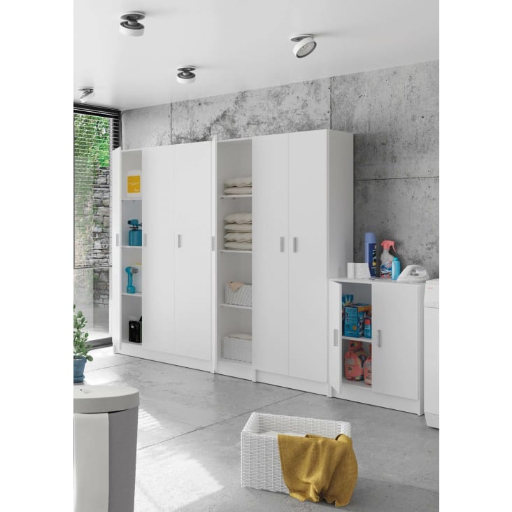 Armoire polyvalente 1 porte effet bois blanc-Clearwater cropped-5