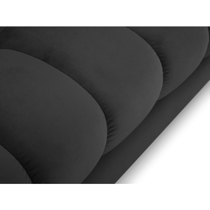 Canapé d'angle gauche 5 places en tissu velours gris foncé-Mamaia cropped-4