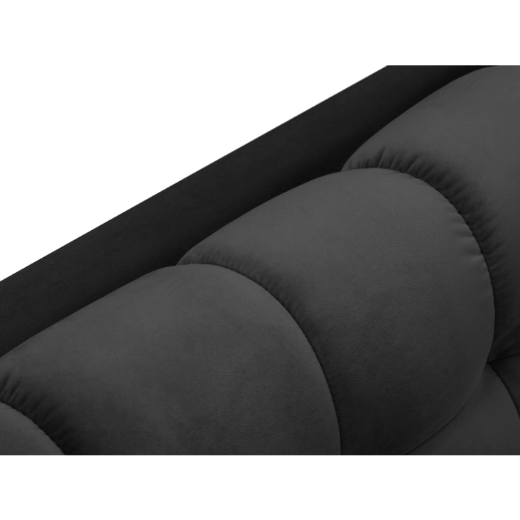 Canapé d'angle gauche 5 places en tissu velours gris foncé-Mamaia cropped-6