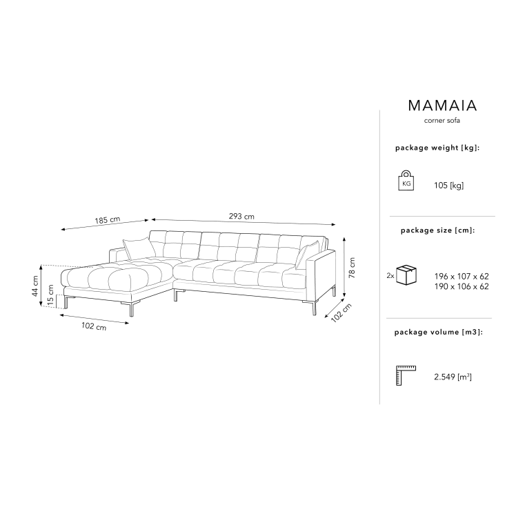 Canapé d'angle gauche 5 places en tissu velours gris foncé-Mamaia cropped-8