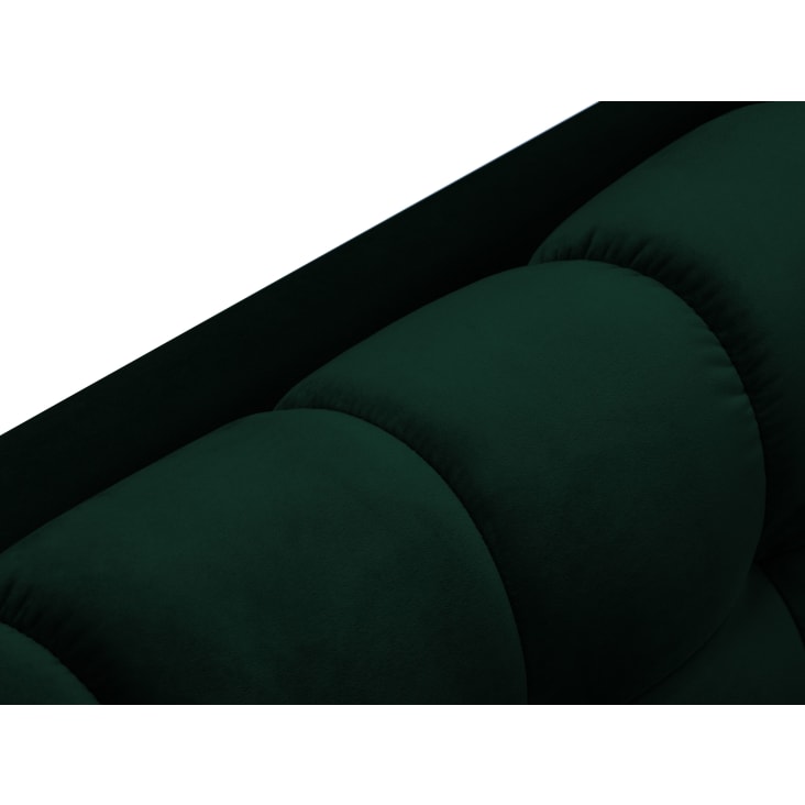 Canapé d'angle gauche 5 places en tissu velours vert bouteille-Mamaia cropped-6