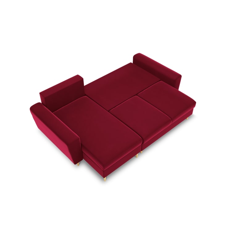 MaisonChic@ Canapé-lit à 2 places avec repose-pied - Canapé droit fixe  Canapé convertible - Rouge bordeaux Velours - 46189