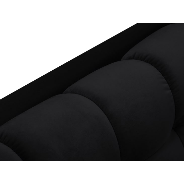 Canapé d'angle gauche 5 places en tissu velours noir-Mamaia cropped-6