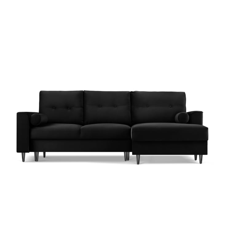 Canapé d'angle 4 places en velours noir-Leona cropped-10