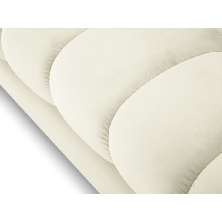 Canapé d'angle droit 5 places en tissu velours beige clair-Mamaia cropped-4
