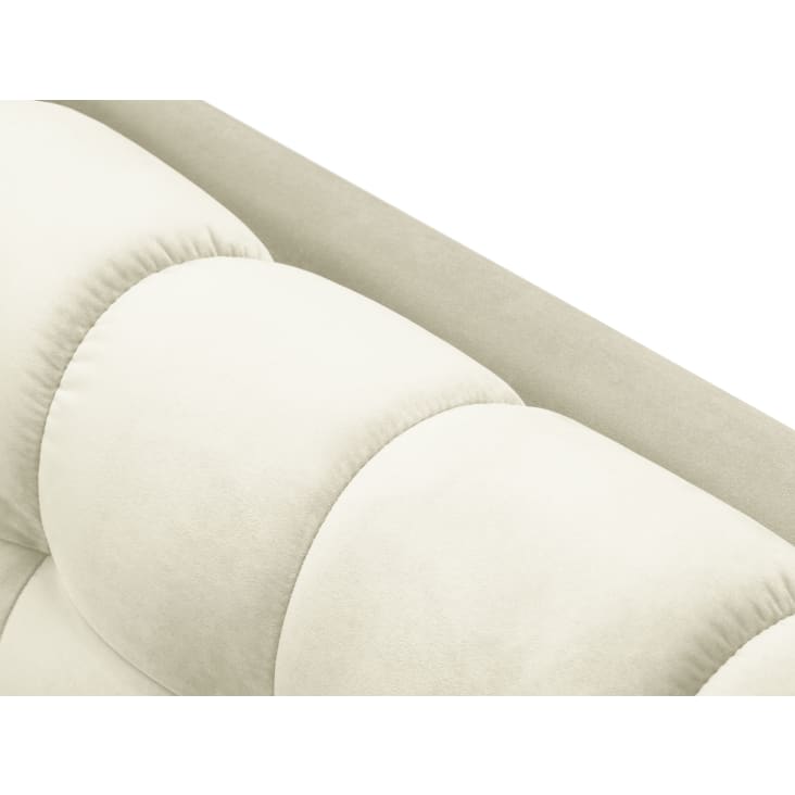 Canapé d'angle droit 5 places en tissu velours beige clair-Mamaia cropped-6