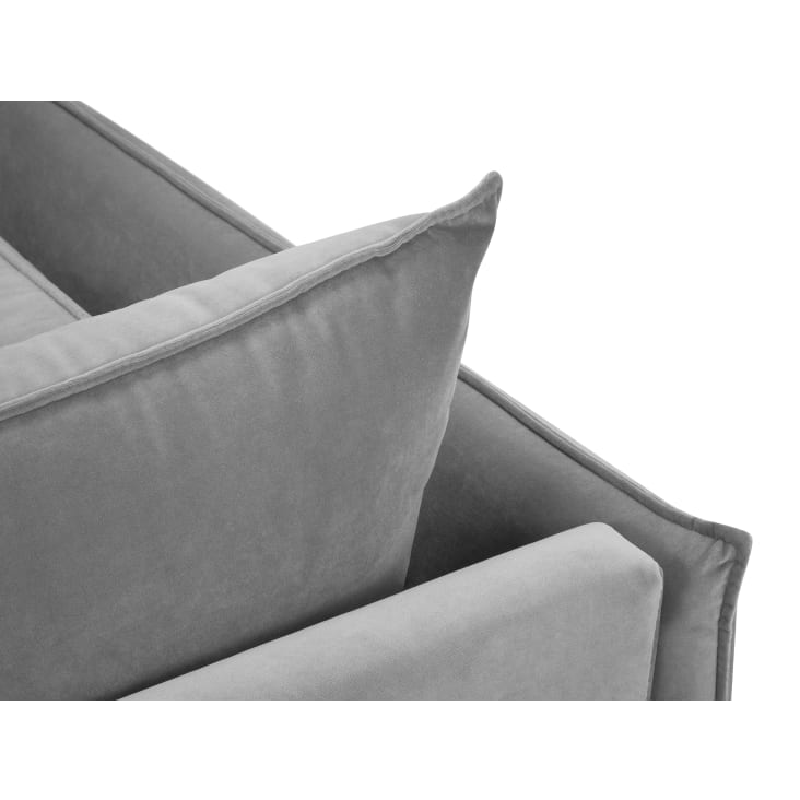 Canapé d'angle 4 places en velours gris clair-Agate cropped-6