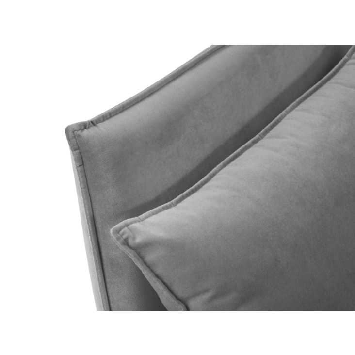 Canapé d'angle 4 places en velours gris clair-Agate cropped-7