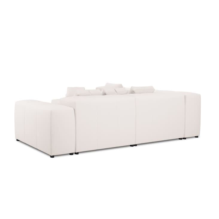 Canapé d'angle 5 places en tissu structuré blanc-Margo cropped-5