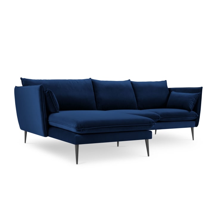 Canapé d'angle 4 places en velours bleu roi-Agate
