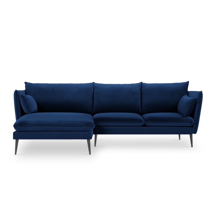 Canapé d'angle 4 places en velours bleu roi-Agate cropped-4
