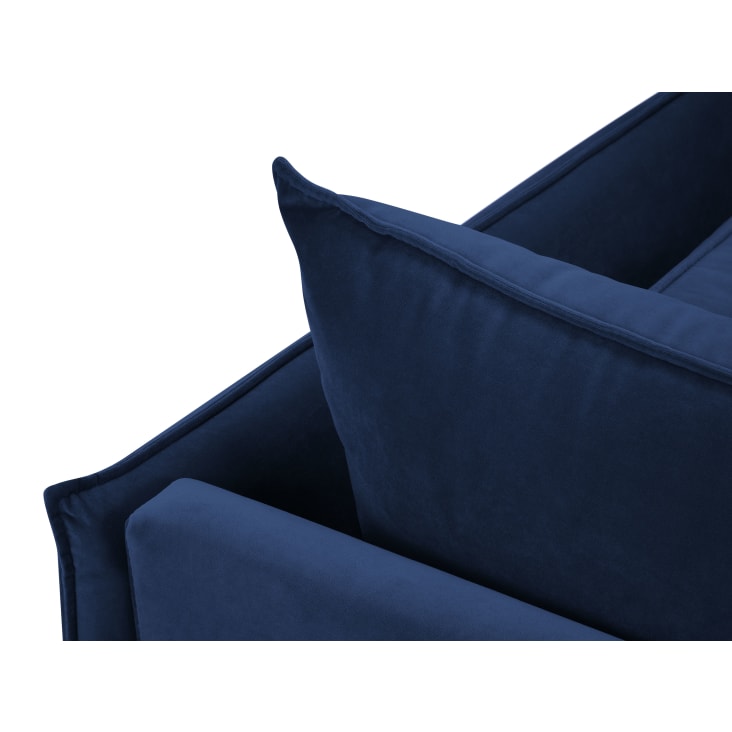 Canapé d'angle 4 places en velours bleu roi-Agate cropped-6