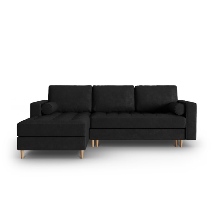 Canapé d'angle 5 places en imitation cuir noir-Gobi cropped-10