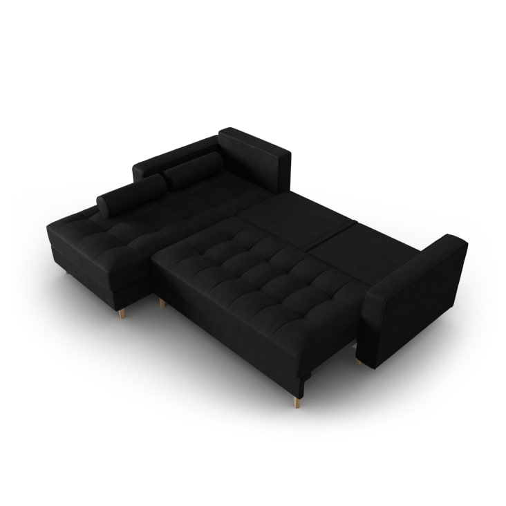 Canapé d'angle 5 places en imitation cuir noir-Gobi cropped-3
