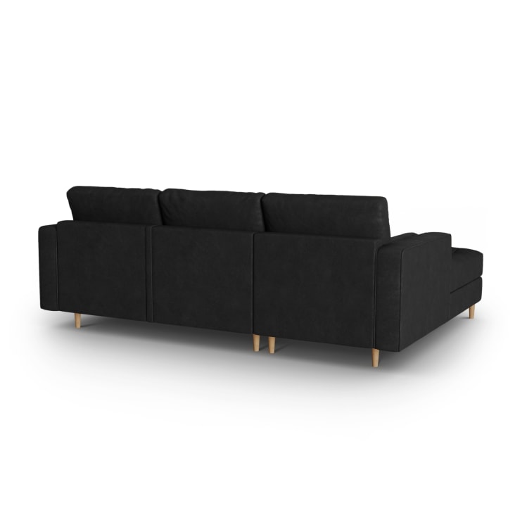 Canapé d'angle 5 places en imitation cuir noir-Gobi cropped-5