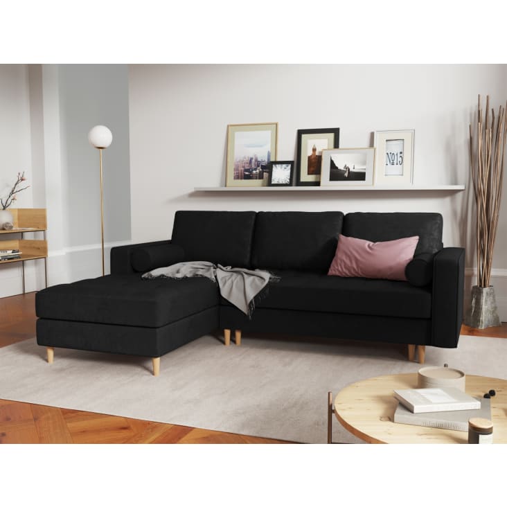 Canapé d'angle 5 places en imitation cuir noir-Gobi cropped-6