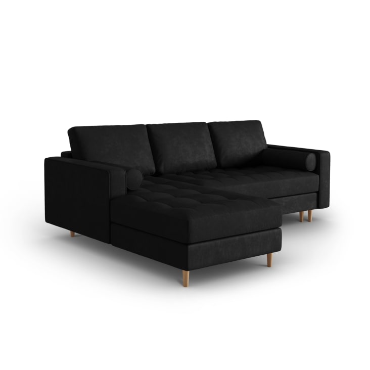 Canapé d'angle 5 places en imitation cuir noir-Gobi cropped-9