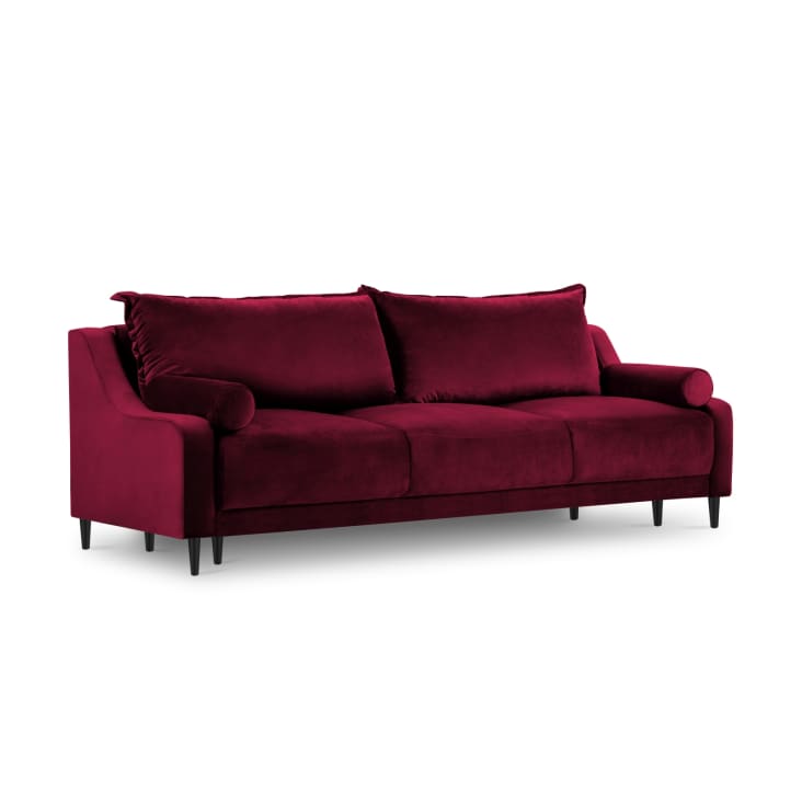 Canapé 3 places en velours rouge-Rutile
