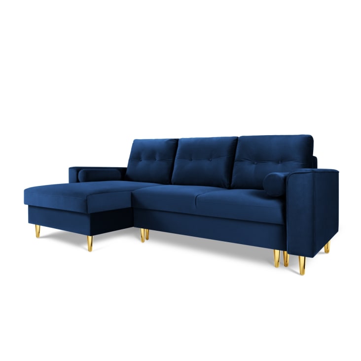 Canapé d'angle 4 places en velours bleu roi-Leona