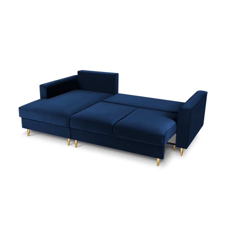 Canapé d'angle 4 places en velours bleu roi-Leona cropped-2