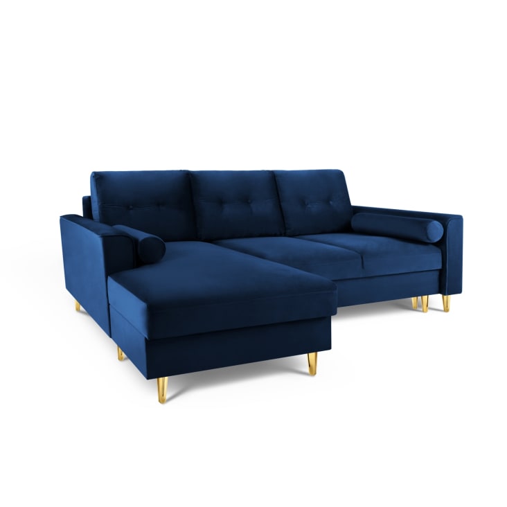 Canapé d'angle 4 places en velours bleu roi-Leona cropped-9