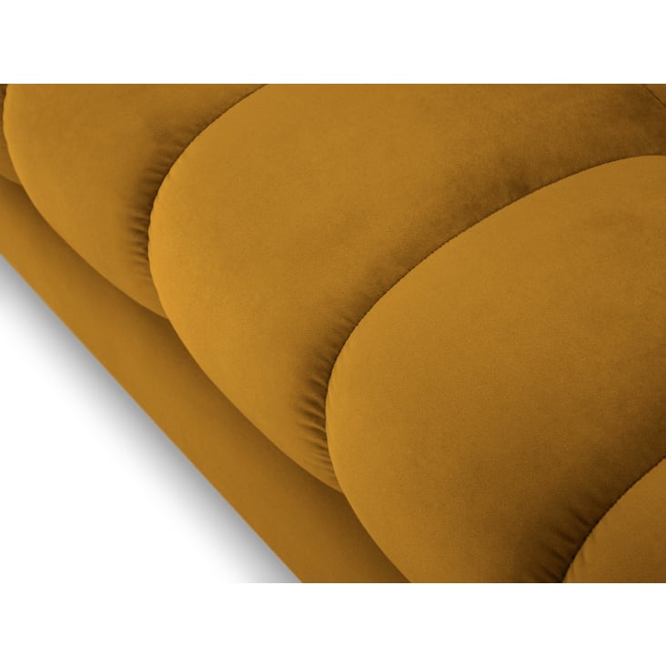 Canapé 2 places en tissu velours jaune-Mamaia cropped-4