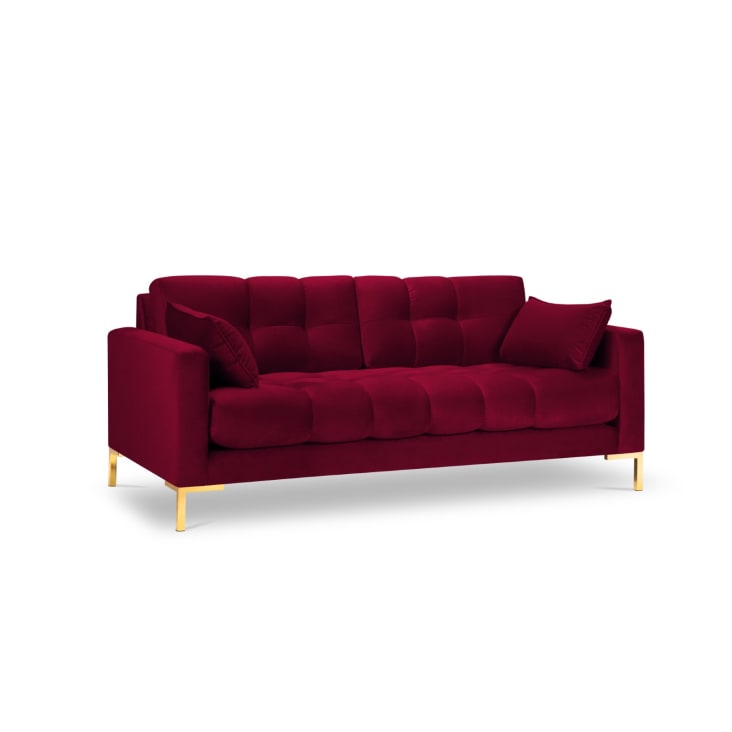 Canapé 3 places en tissu velours rouge-Mamaia