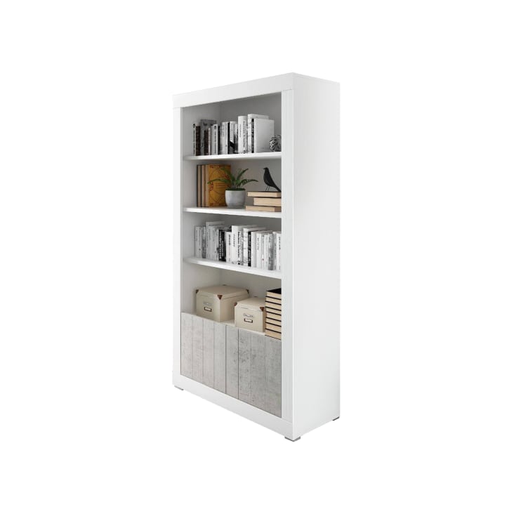 Libreria alta effetto legno bianco cemento
