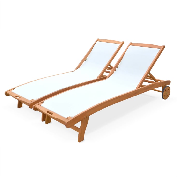 2er Set Sonnenliegen aus Holz, Weiß Marbella Maisons du Monde