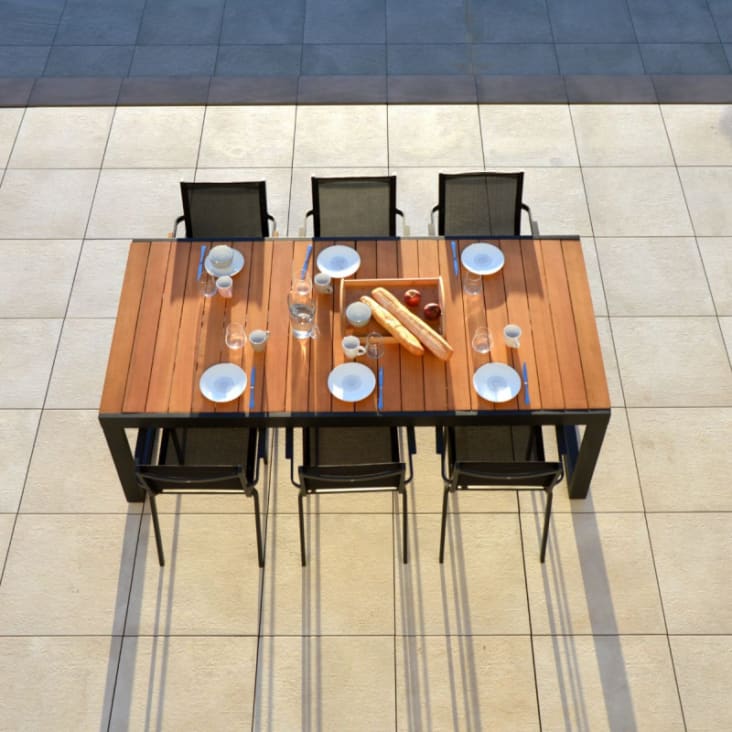 Table de jardin rectangulaire Aluminium/Bois Bali (200 x 100 cm