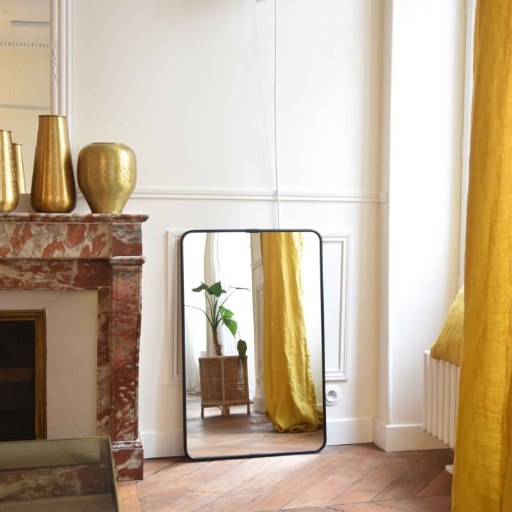 Miroir rectangulaire en métal maillechort noir 85 x 55 cm - Chaumont-Chaumont cropped-3