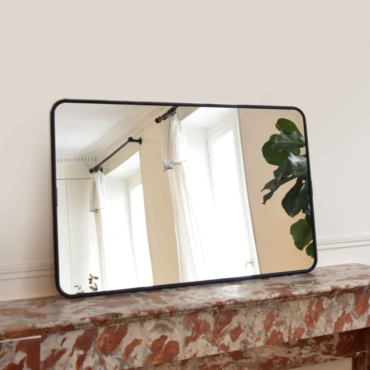 Miroir rectangulaire en métal maillechort noir 85 x 55 cm - Chaumont-Chaumont cropped-4