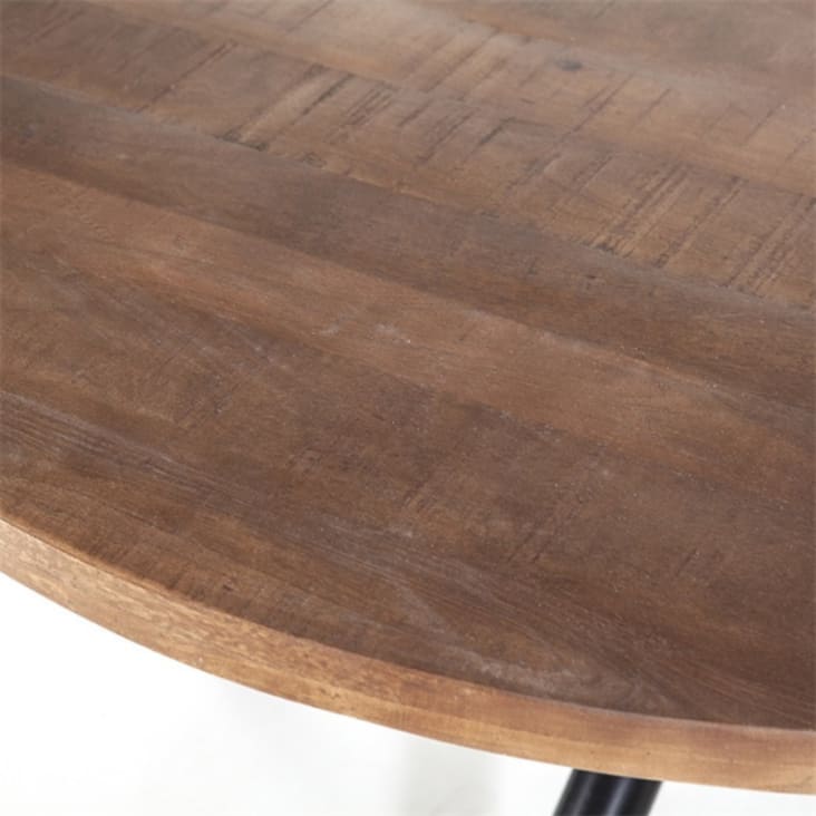 Table à manger moderne ronde 110cm plaqué bois BOULBI