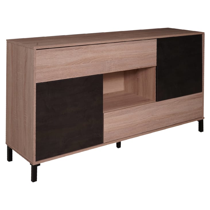 Credenza a 2 ante effetto legno rovere e ossido WACO