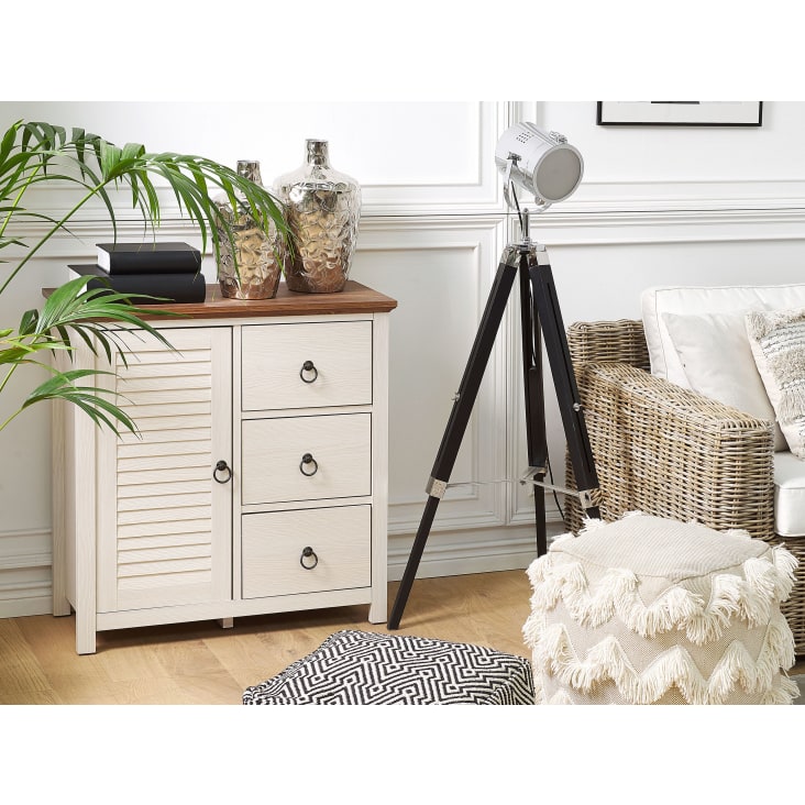 Credenza a 3 cassetti bianco crema e legno Kirkland Maisons du Monde