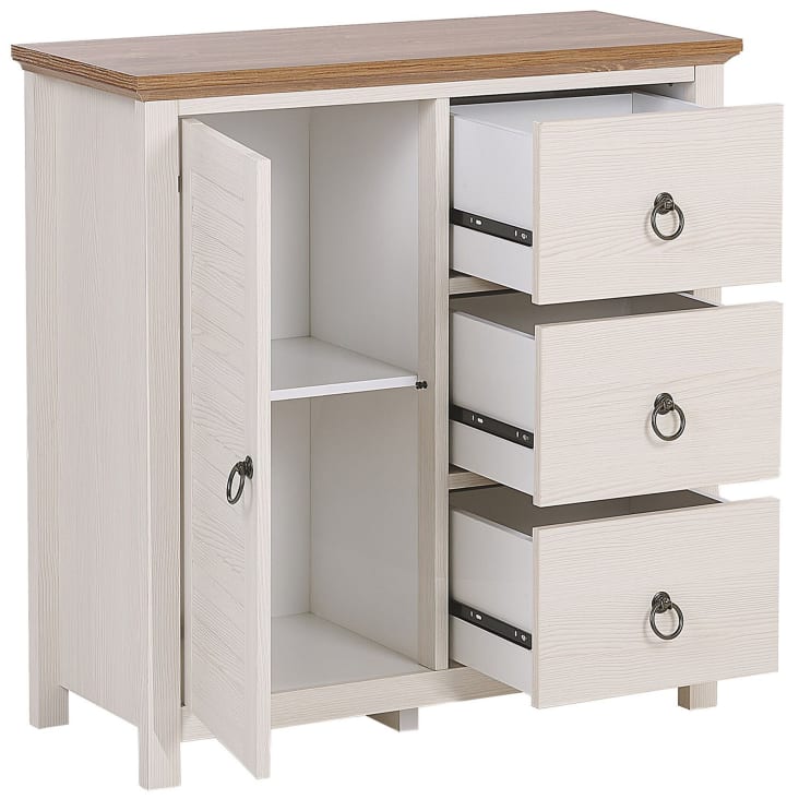Credenza a 3 cassetti bianco crema e legno Kirkland Maisons du Monde