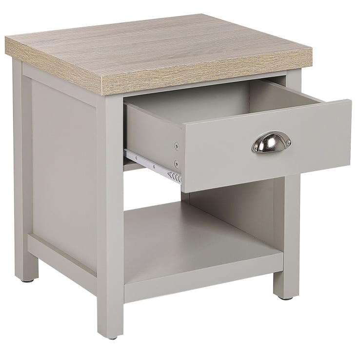 Table de chevet avec tiroir gris et effet bois clair-Clio cropped-4