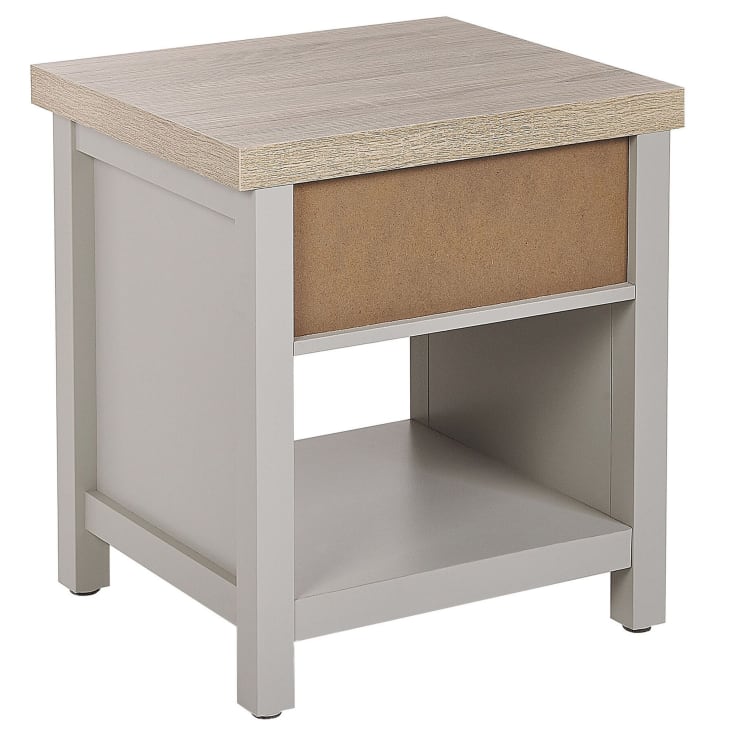 Table de chevet avec tiroir gris et effet bois clair-Clio cropped-5
