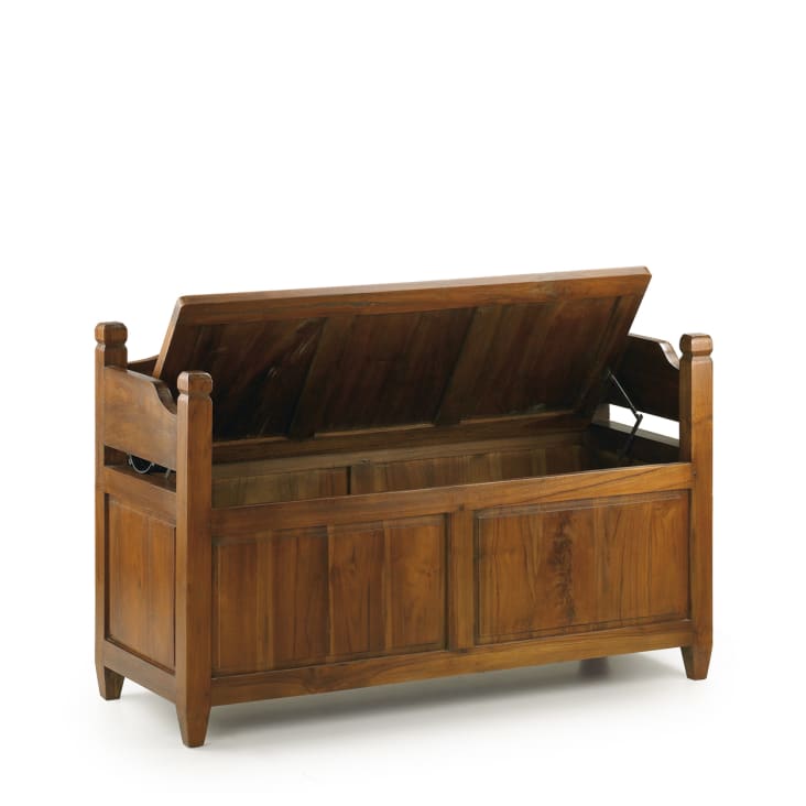 Banco baúl de madera de mindi marrón L 110 cm