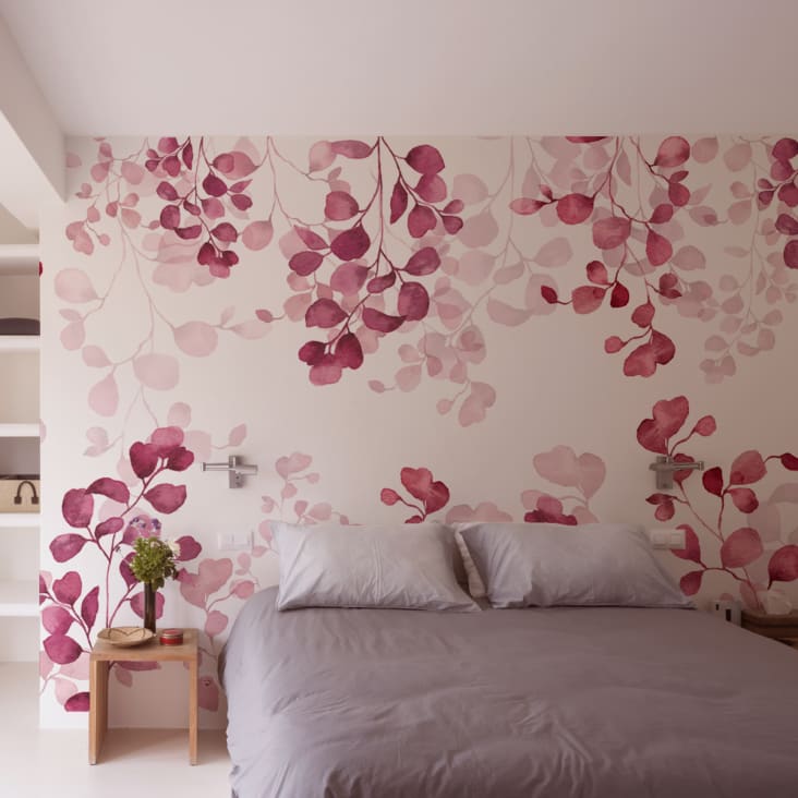 Papel pintado panorámico hojas de eucalipto blanco 425x250cm Maisons