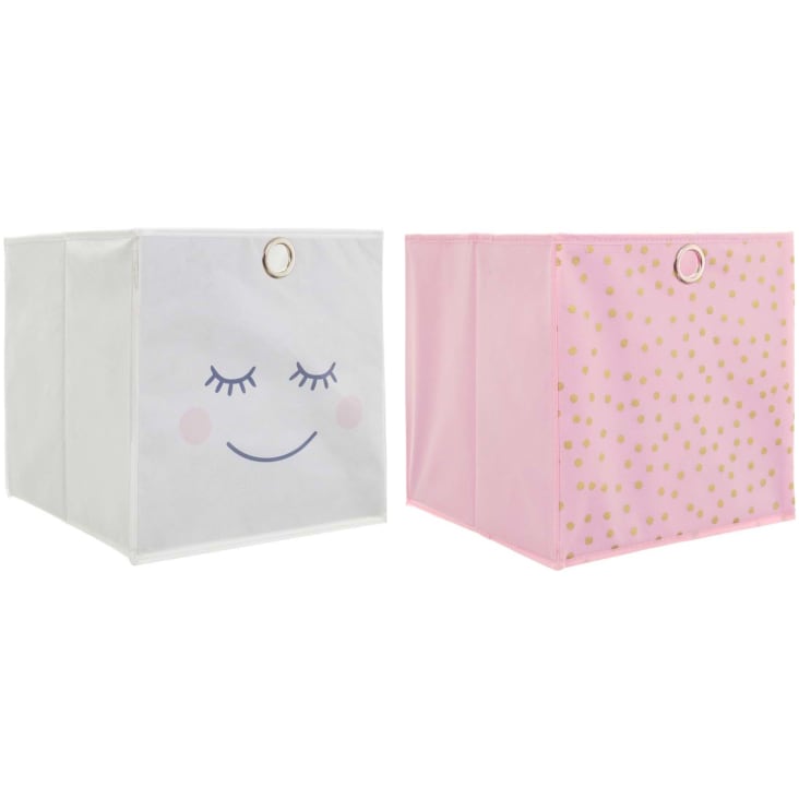Cubes de rangement 30x30 cm (lot de 2) girly - rose et gris
