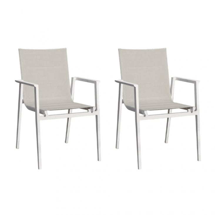 Lot de 2 chaises de jardin aluminium et tissu textilène gris-Atlan