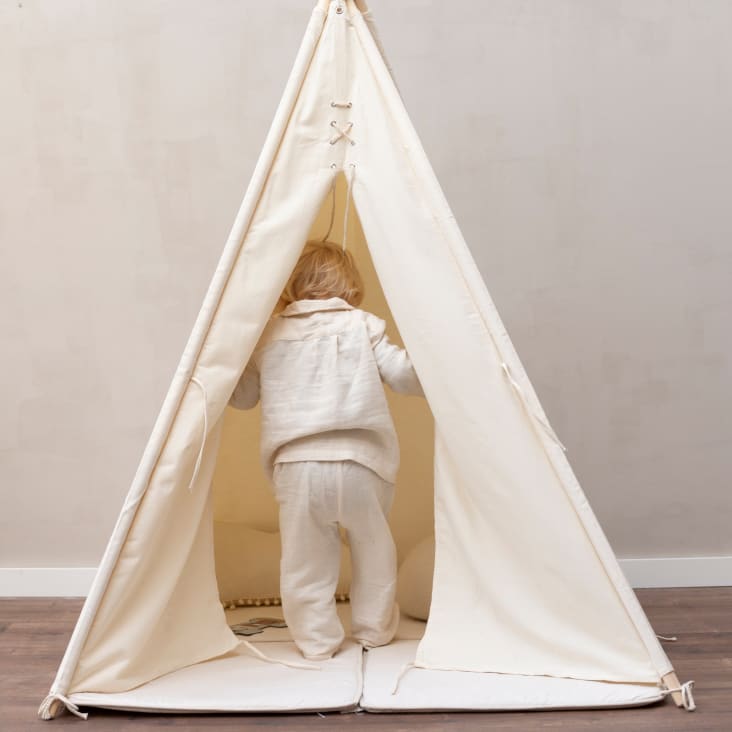 Tipi avec plancher en coton creme 120x120 cm Alba Maisons du Monde