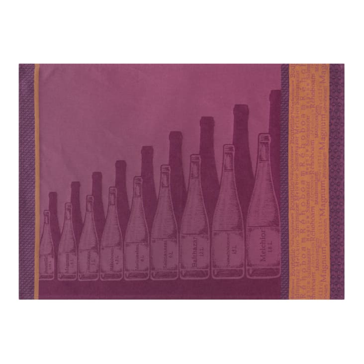 Torchon en jacquard de coton violet 50x75-Gabarits bouteilles de vin