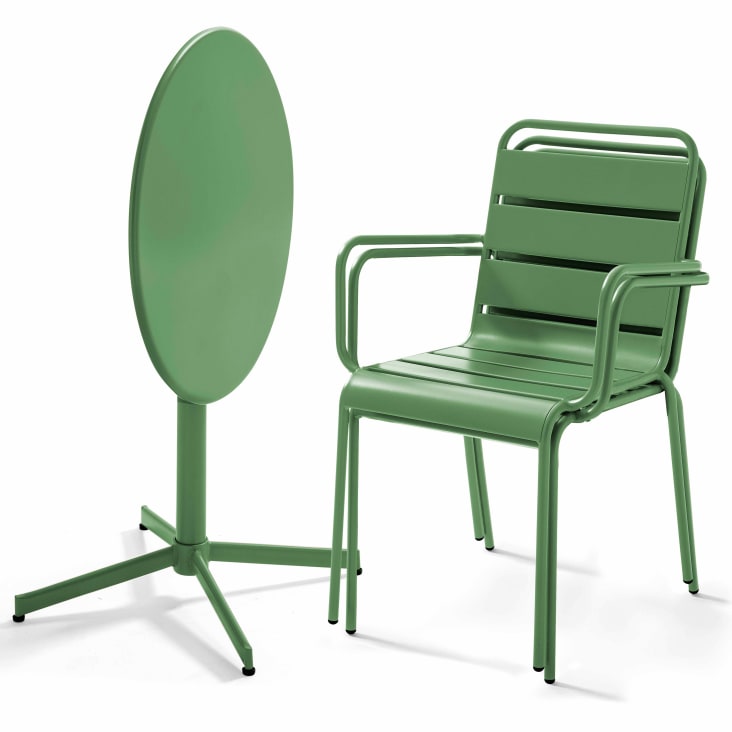 Ensemble table de jardin et 2 fauteuils métal vert cactus-Palavas cropped-2