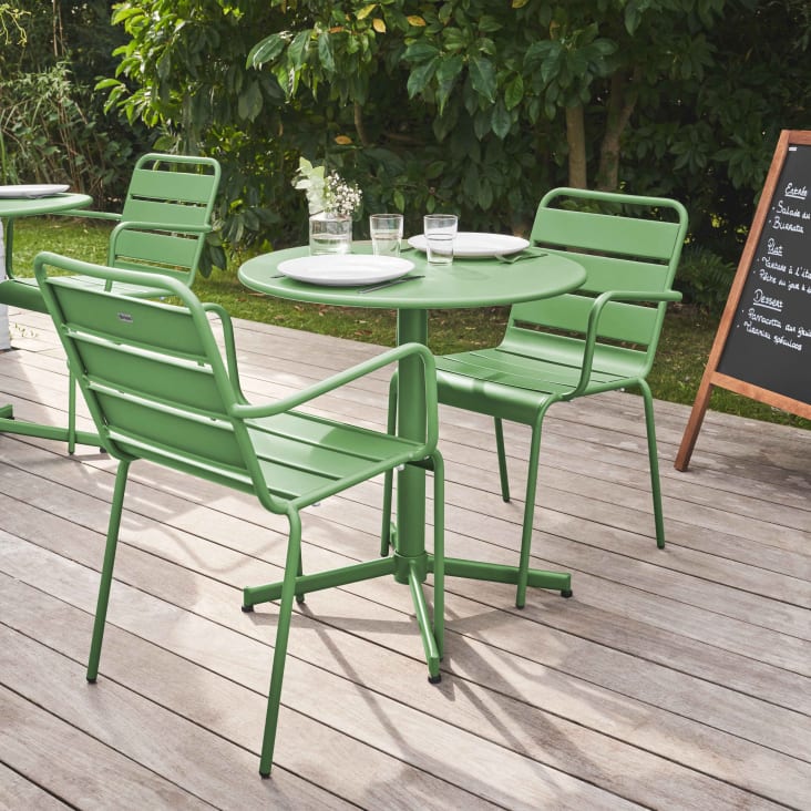 Ensemble table de jardin et 2 fauteuils métal vert cactus-Palavas cropped-3