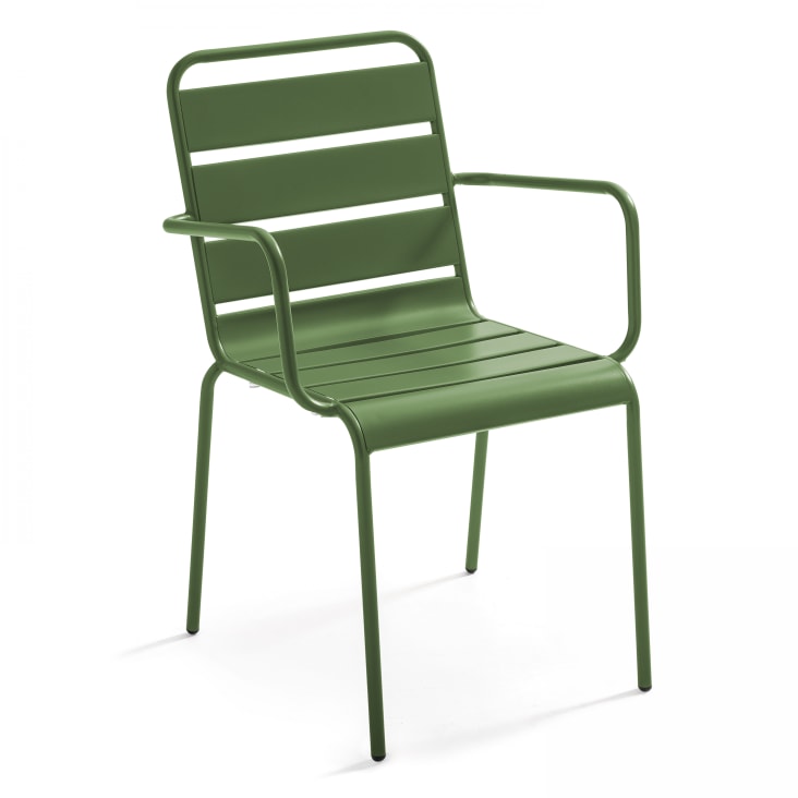 Ensemble table de jardin et 2 fauteuils métal vert cactus-Palavas cropped-5