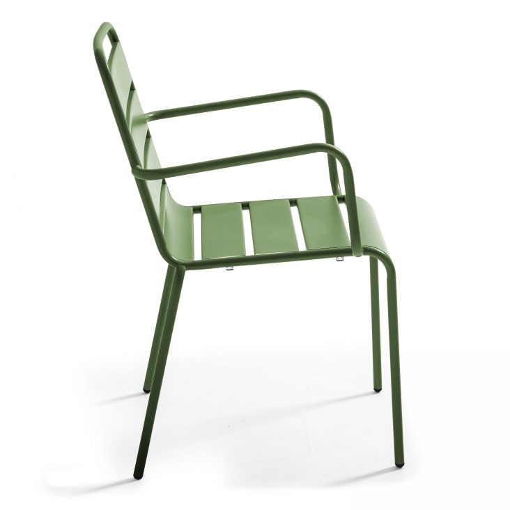 Ensemble table de jardin et 2 fauteuils métal vert cactus-Palavas cropped-7